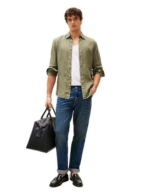 CAMICIA CASUAL IN PURO LINO UOMO VERDE
