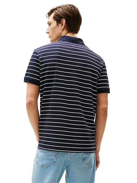 POLO MANICA CORTA A RIGHE UOMO BLU ECRU