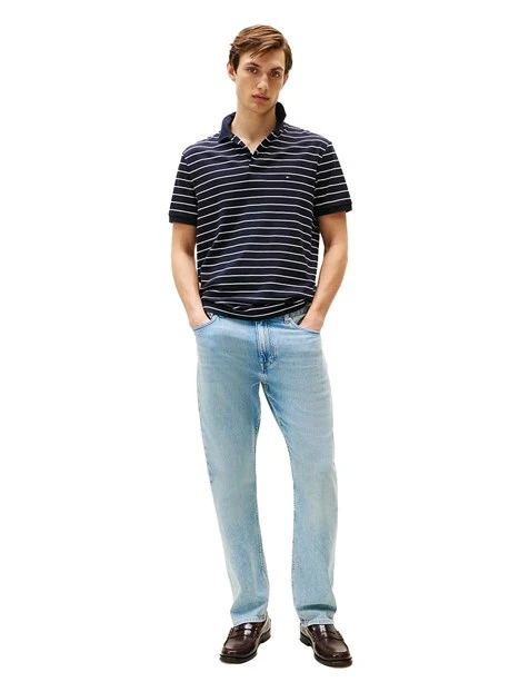 POLO MANICA CORTA A RIGHE UOMO BLU ECRU