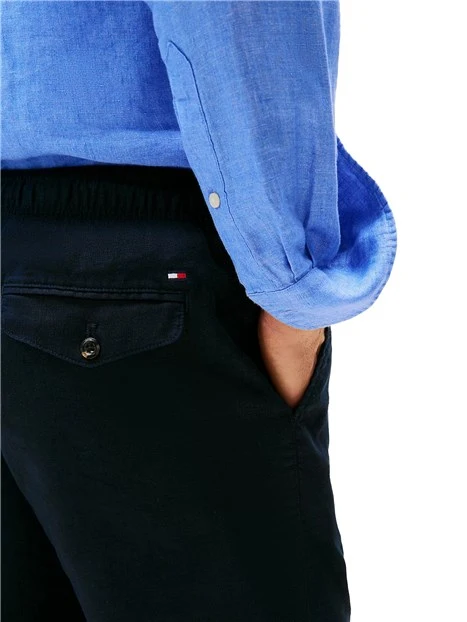 BERMUDA HARLEM IN MISTO LINO UOMO BLU