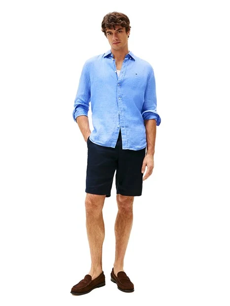 BERMUDA HARLEM IN MISTO LINO UOMO BLU