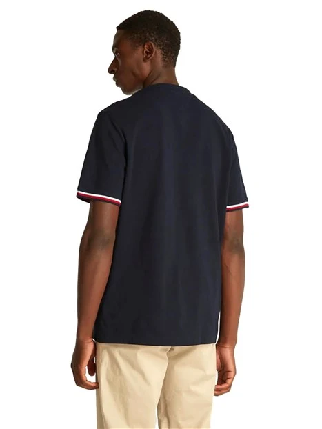 T-SHIRT MANICA CORTA CON BORDI ICONICI UOMO BLU