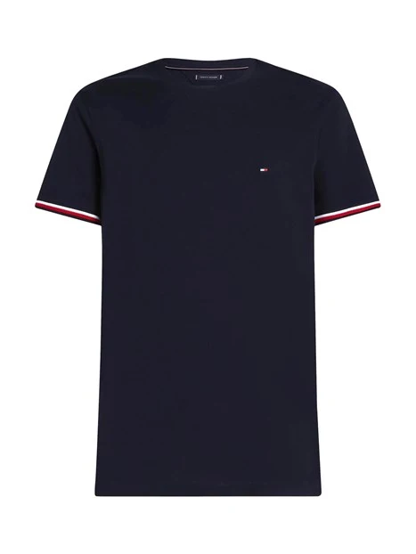 T-SHIRT MANICA CORTA CON BORDI ICONICI UOMO BLU