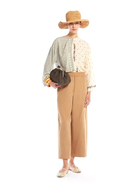 BLUSA IN SETA STAMPATA DONNA AVORIO