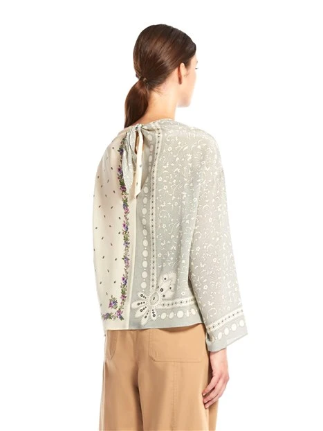 BLUSA IN SETA STAMPATA DONNA AVORIO