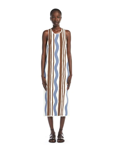 VESTITO MIDI A ONDE DONNA BIANCO