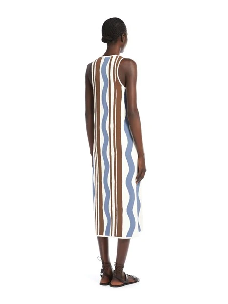 VESTITO MIDI A ONDE DONNA BIANCO