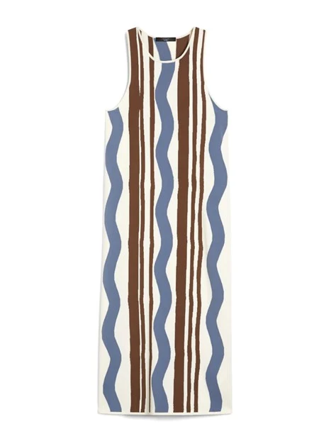 VESTITO MIDI A ONDE DONNA BIANCO