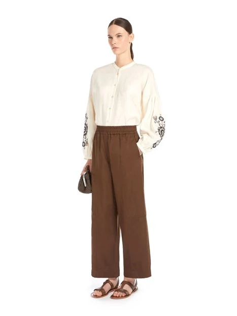 PANTALONI CROPPED IN PURO COTONE DONNA MARRONE