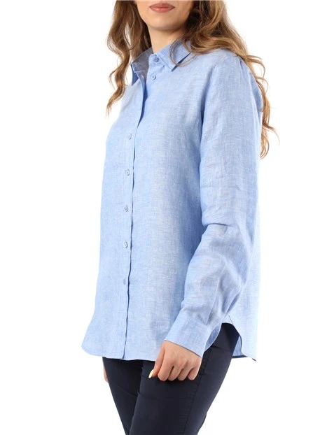 CAMICIA CLASSICA IN PURO LINO DONNA AZZURRO