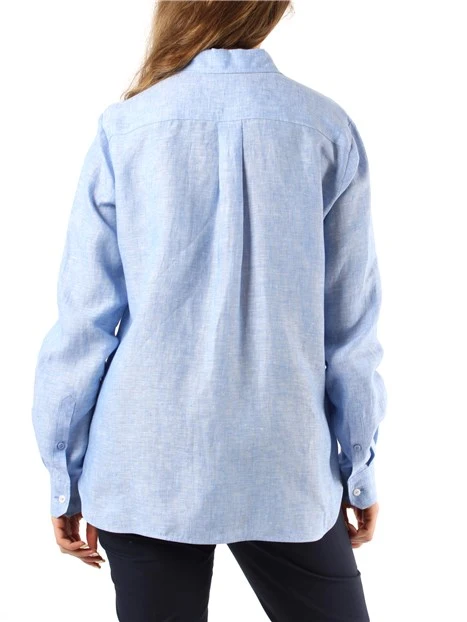CAMICIA CLASSICA IN PURO LINO DONNA AZZURRO