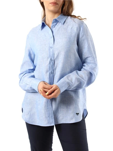 CAMICIA CLASSICA IN PURO LINO DONNA AZZURRO