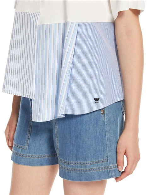 T-SHIRT MANICA CORTA SVASATA DONNA BIANCO