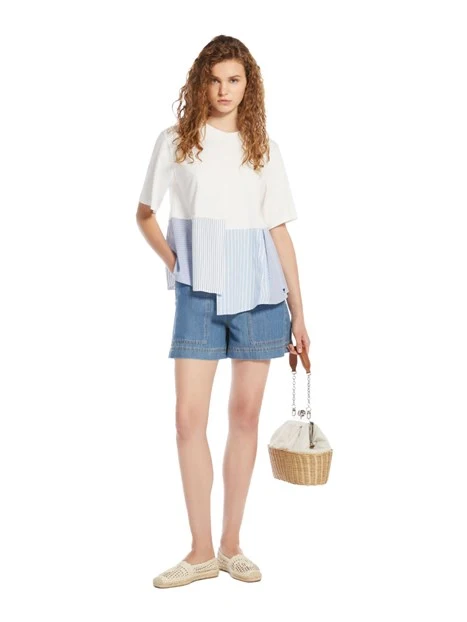 T-SHIRT MANICA CORTA SVASATA DONNA BIANCO