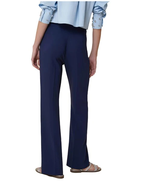 PANTALONI A ZAMPA IN CADY DONNA BLU