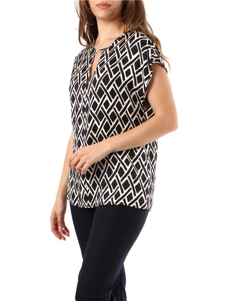 BLUSA IN TWILL A FANTASIA DONNA NERO