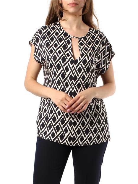 BLUSA IN TWILL A FANTASIA DONNA NERO