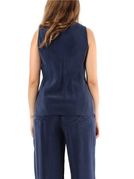 TOP CON SCOLLO A CASCATA DONNA BLU