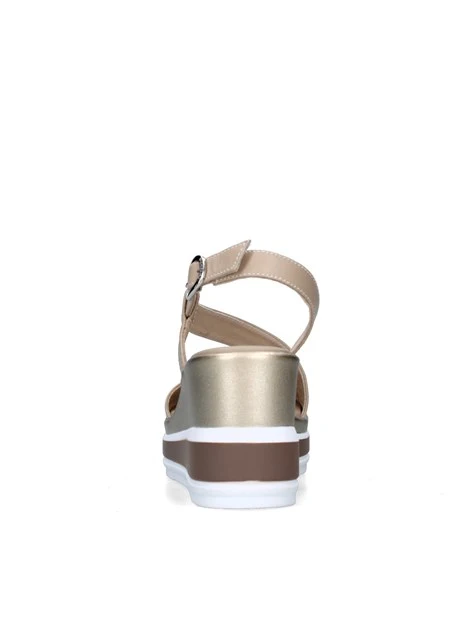 SANDALI CON ZEPPA E513520D DONNA BEIGE