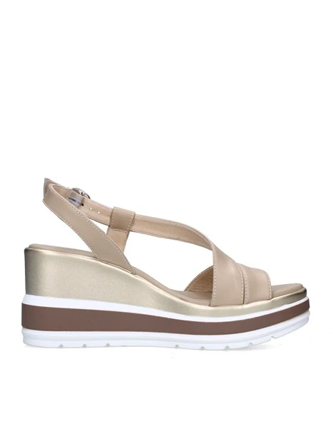 SANDALI CON ZEPPA E513520D DONNA BEIGE
