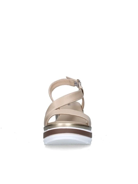 SANDALI CON ZEPPA E513520D DONNA BEIGE