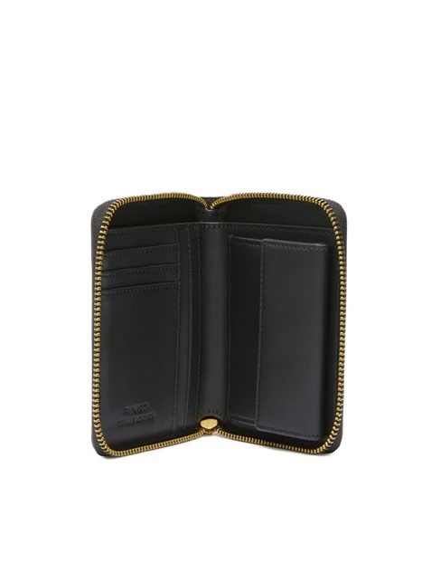 PORTAFOGLIO QUADRATO IN PELLE CON ZIP DONNA NERO
