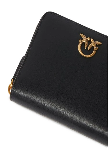 PORTAFOGLIO QUADRATO IN PELLE CON ZIP DONNA NERO