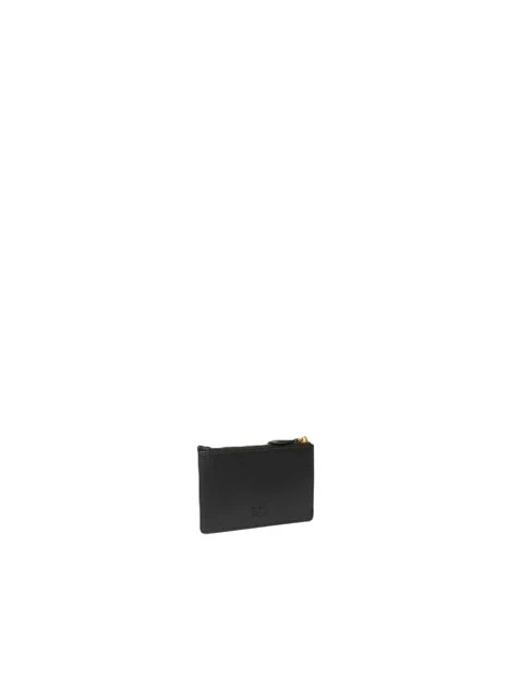 PORTA CARTE IN PELLE CON PLACCHETTA DONNA NERO