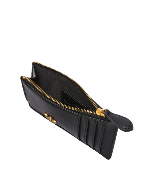 PORTA CARTE IN PELLE CON PLACCHETTA DONNA NERO