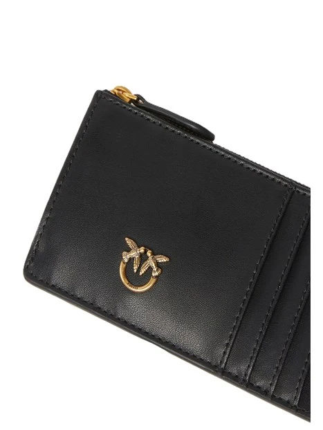 PORTA CARTE IN PELLE CON PLACCHETTA DONNA NERO