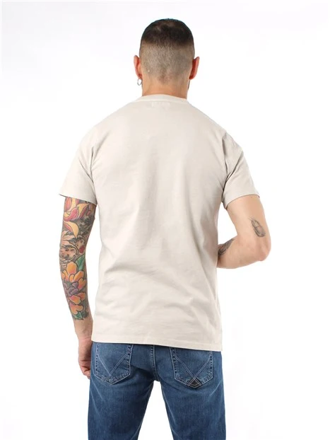 T-SHIRT MANICHE CORTE CON TASCHINO MILITARE UOMO BEIGE