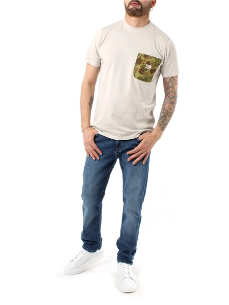 T-SHIRT MANICHE CORTE CON TASCHINO MILITARE UOMO BEIGE