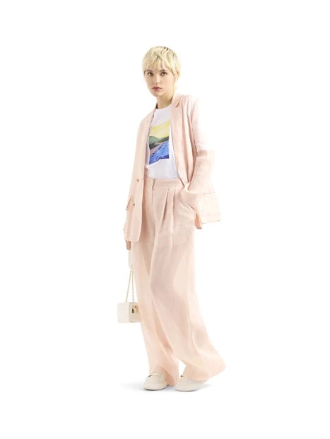 PANTALONI PALAZZO IN RAMIE DONNA ROSA