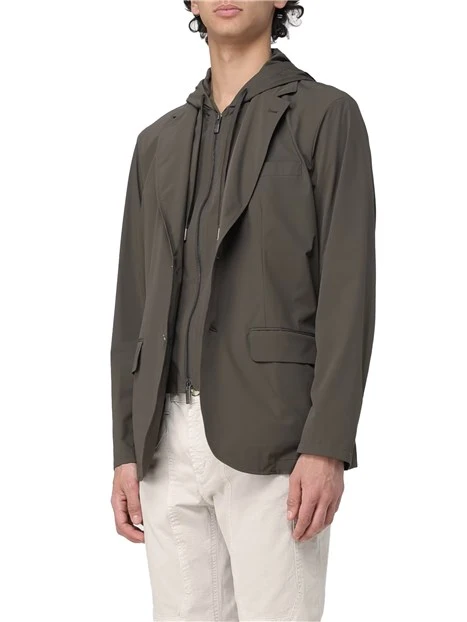 GIACCA BLAZER MONOPETTO CON CAPPUCCIO UOMO VERDE
