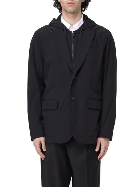 GIACCA BLAZER MONOPETTO CON CAPPUCCIO UOMO NERO