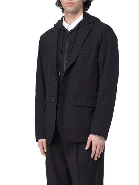 GIACCA BLAZER MONOPETTO CON CAPPUCCIO UOMO NERO