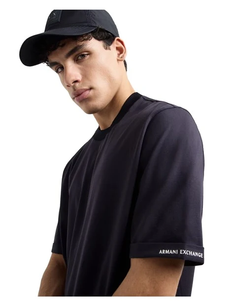 FELPA GIROCOLLO A MANICHE CORTE UOMO BLU NAVY