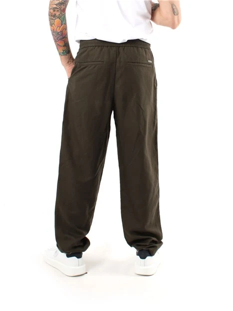 PANTALONI JOGGERS IN LINO UOMO VERDE