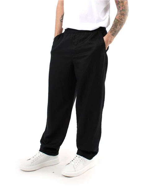 PANTALONI JOGGERS IN LINO UOMO NERO