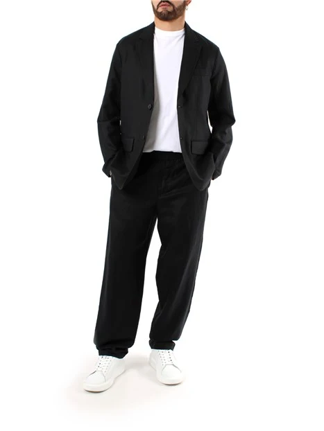 PANTALONI JOGGERS IN LINO UOMO NERO