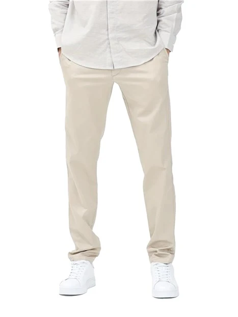 PANTALONI CHINO IN COTONE STRETCH UOMO BEIGE