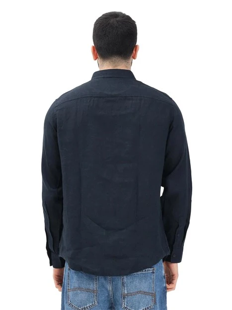 CAMICIA IN LINO A MANICHE LUNGHE UOMO BLU
