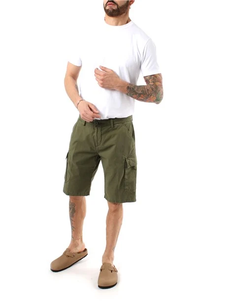 BERMUDA CARGO IN GABARDINE DI COTONE UOMO VERDE