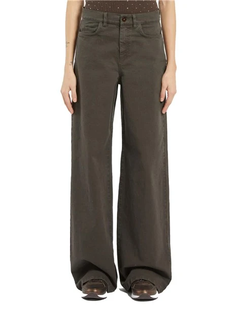 Vicolo pantaloni palazzo donna misto lino marrone main image 1