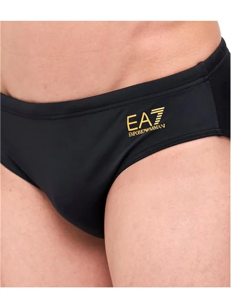 SLIP DA BAGNO CON LOGO A CONTRASTO UOMO NERO