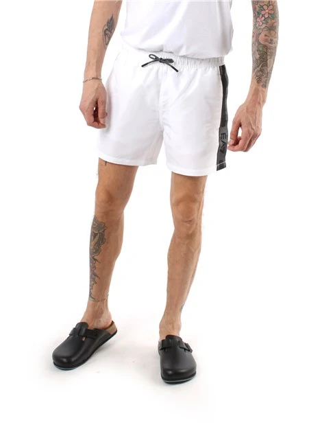 BOXER MARE CON BANDA LOGO UOMO BIANCO