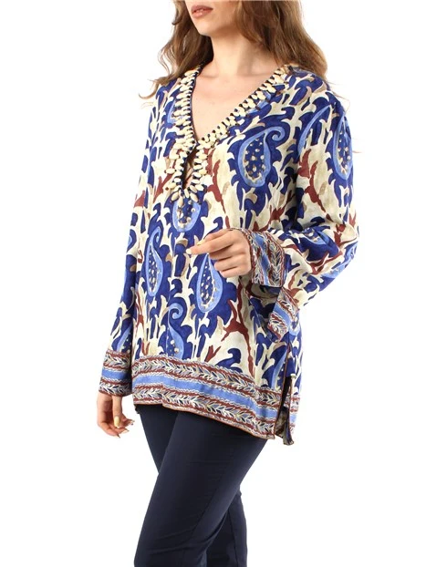 CAFTANO MIRTLE PAISLEY  A FANTASIA DONNA BLU
