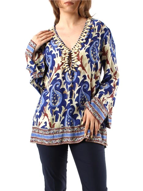 CAFTANO MIRTLE PAISLEY  A FANTASIA DONNA BLU