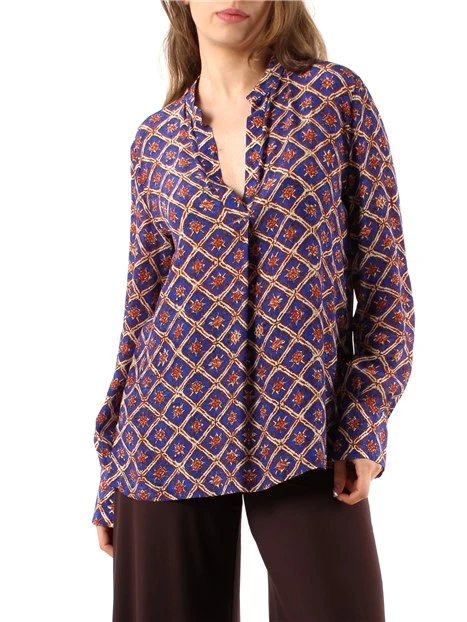 BLUSA MAGNOLIA BATIK A FANTASIA DONNA BLU