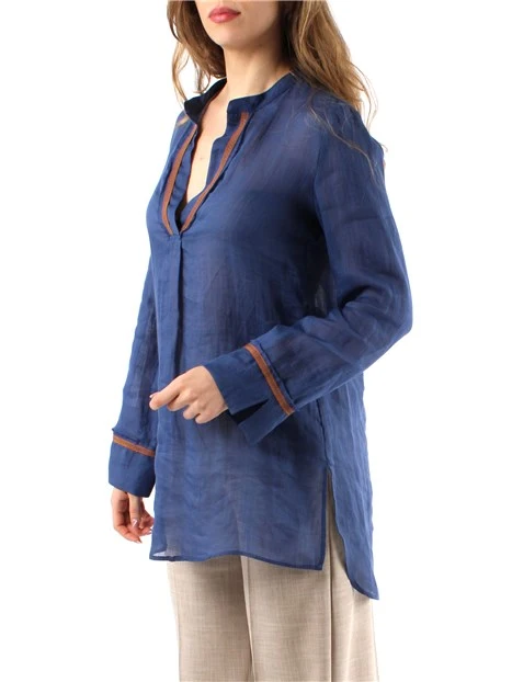 BLUSA IN MORBIDO RAMIE DONNA BLU